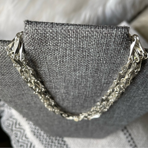GIVENCHY |Small Bar Link Chain Silver Tone Multi-Strand 16" Long Necklace - Picture 9 of 16